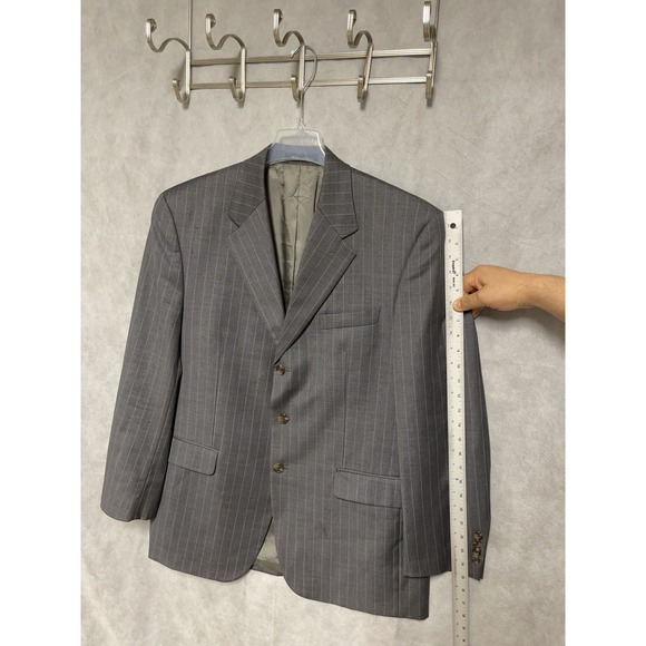 Chaps Suit Men 42R Gray Striped 3B Wool Career 36X31‎ Pants Ralph Lauren Luxury - Picture 6 of 16